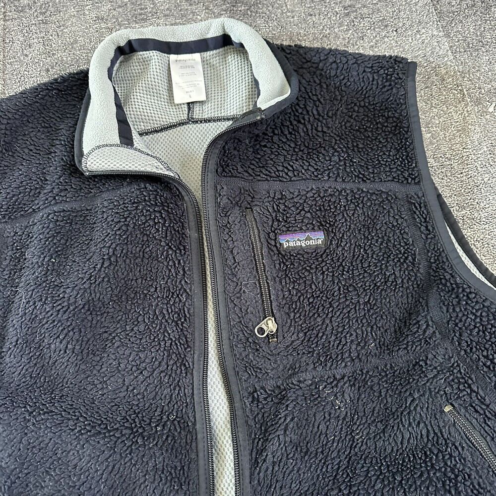 Men's Vintage Y2K Patagonia Deep Pile Retro X Dark Navy Black Vest Jacket Sz L